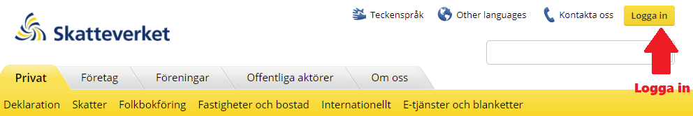 Exempel på inloggning hos Skatteverket